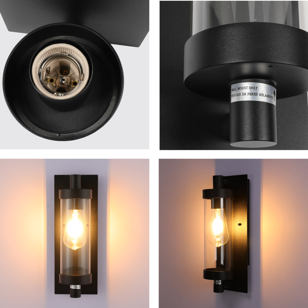 Close shots of Timeless Elegance Wall Sconce - Durable Glass & Aluminum, E27 Compatible Outdoor/Indoor Light 182-03413