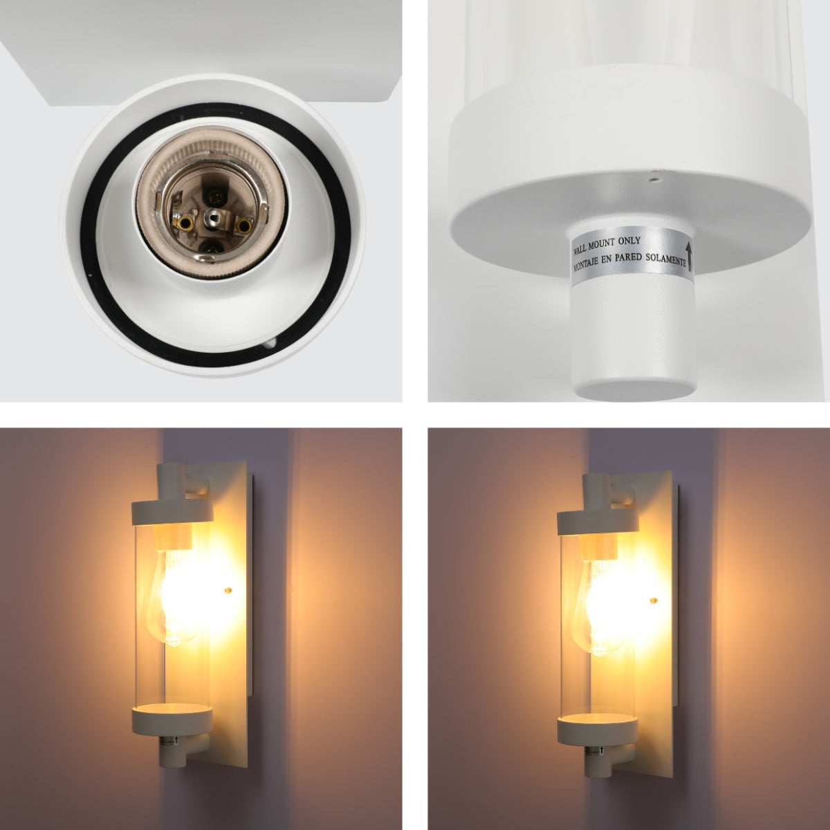Close shots of Timeless Elegance Wall Sconce - Durable Glass & Aluminum, E27 Compatible Outdoor/Indoor Light 182-03414