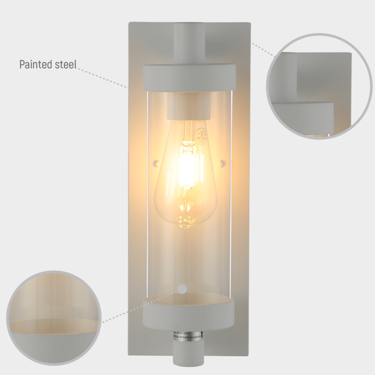Lighting properties of Timeless Elegance Wall Sconce - Durable Glass & Aluminum, E27 Compatible Outdoor/Indoor Light 182-03414