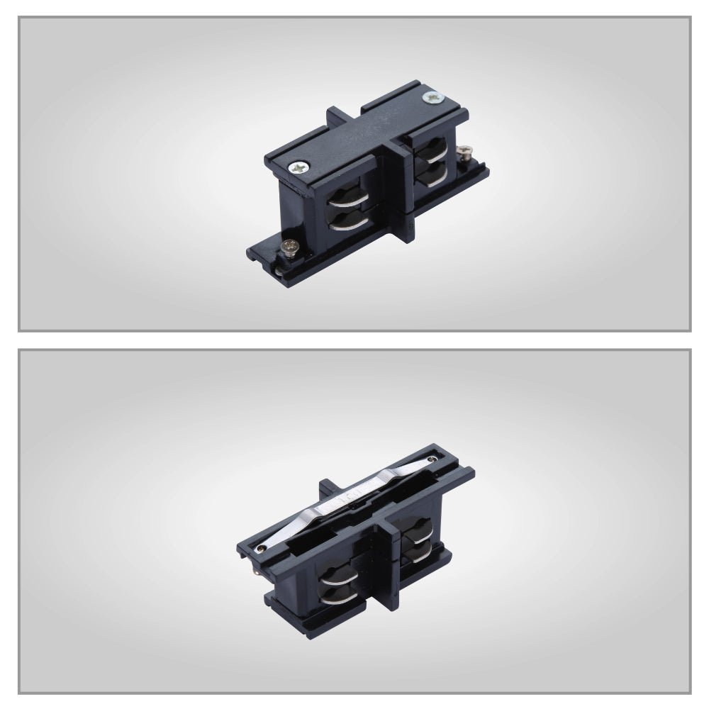 Top and bottom view of I straight L T X Connector for Track for 4 Conductor Tracklight adaptors Black or White | TEKLED 175-15635
