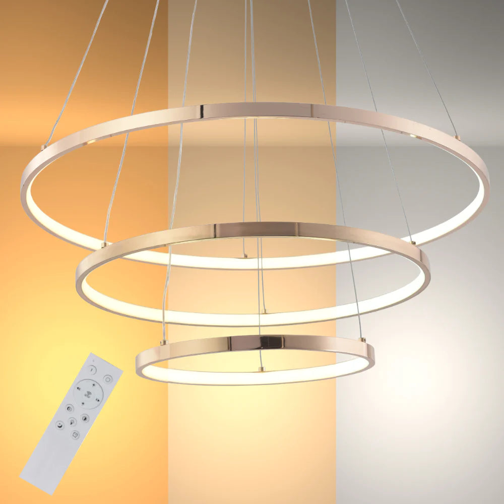 Main image of Tri-Ring Customizable LED Chandelier | Modern Elegance Ceiling Light | Versatile Design Options | TEKLED 159-17942