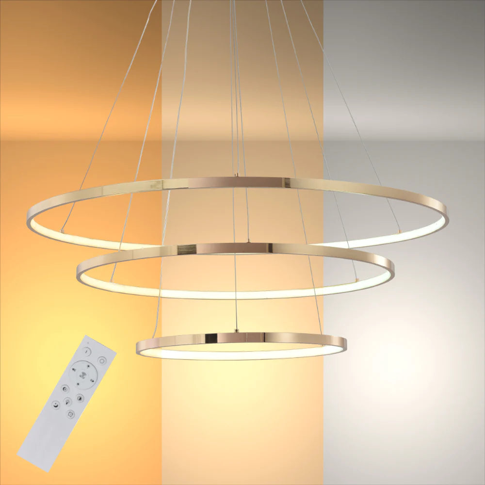 Main image of Tri-Ring Customizable LED Chandelier | Modern Elegance Ceiling Light | Versatile Design Options | TEKLED 159-17944