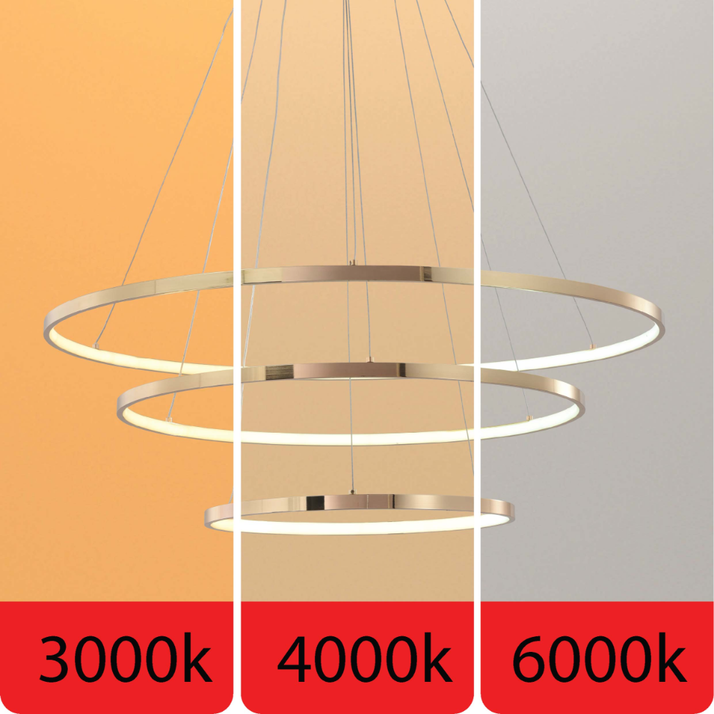 Details of Tri-Ring Customizable LED Chandelier | Modern Elegance Ceiling Light | Versatile Design Options | TEKLED 159-17944