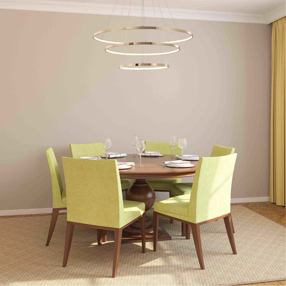 Interior use of Tri-Ring Customizable LED Chandelier | Modern Elegance Ceiling Light | Versatile Design Options | TEKLED 159-17944