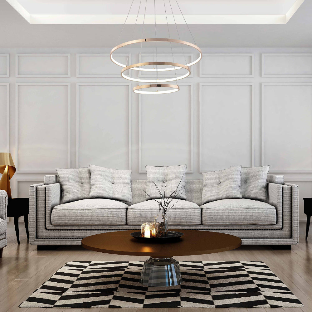 Living room kitchen bedroom use of Tri-Ring Customizable LED Chandelier | Modern Elegance Ceiling Light | Versatile Design Options | TEKLED 159-17942