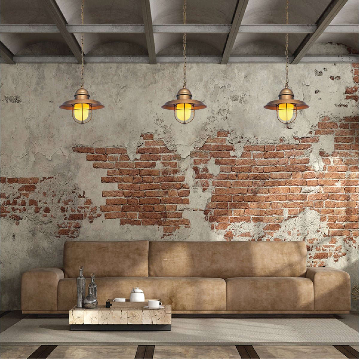 Interior application of Bronze Metal Opal Glass Caged Step Pendant Ceiling Light with E27 | TEKLED 150-17100