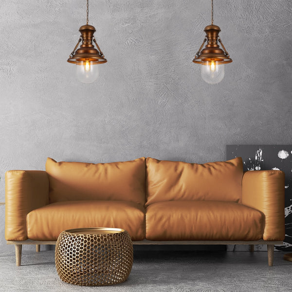 Interior application of Brown Metal Clear Glass Step Pendant Ceiling Light with E27 | TEKLED 150-17824
