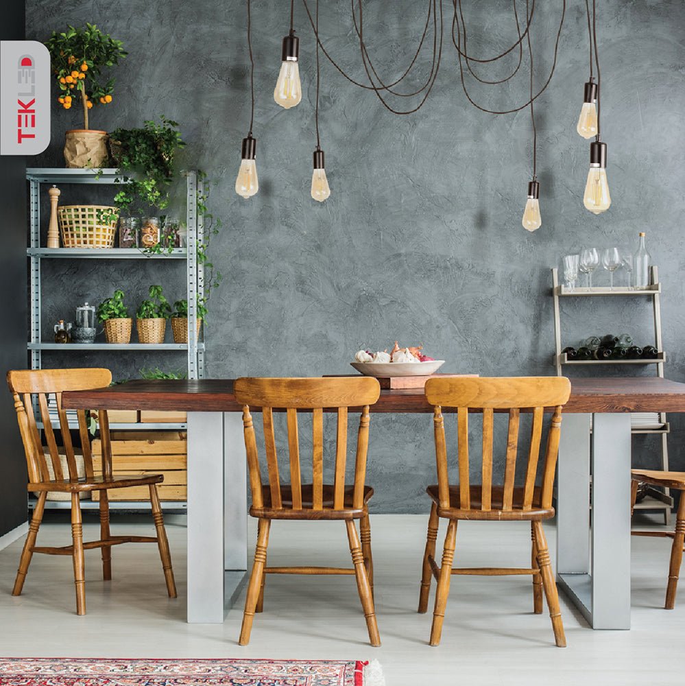 Black cord spider chandelier with 6xe27 fitting in indoor setting table top dining