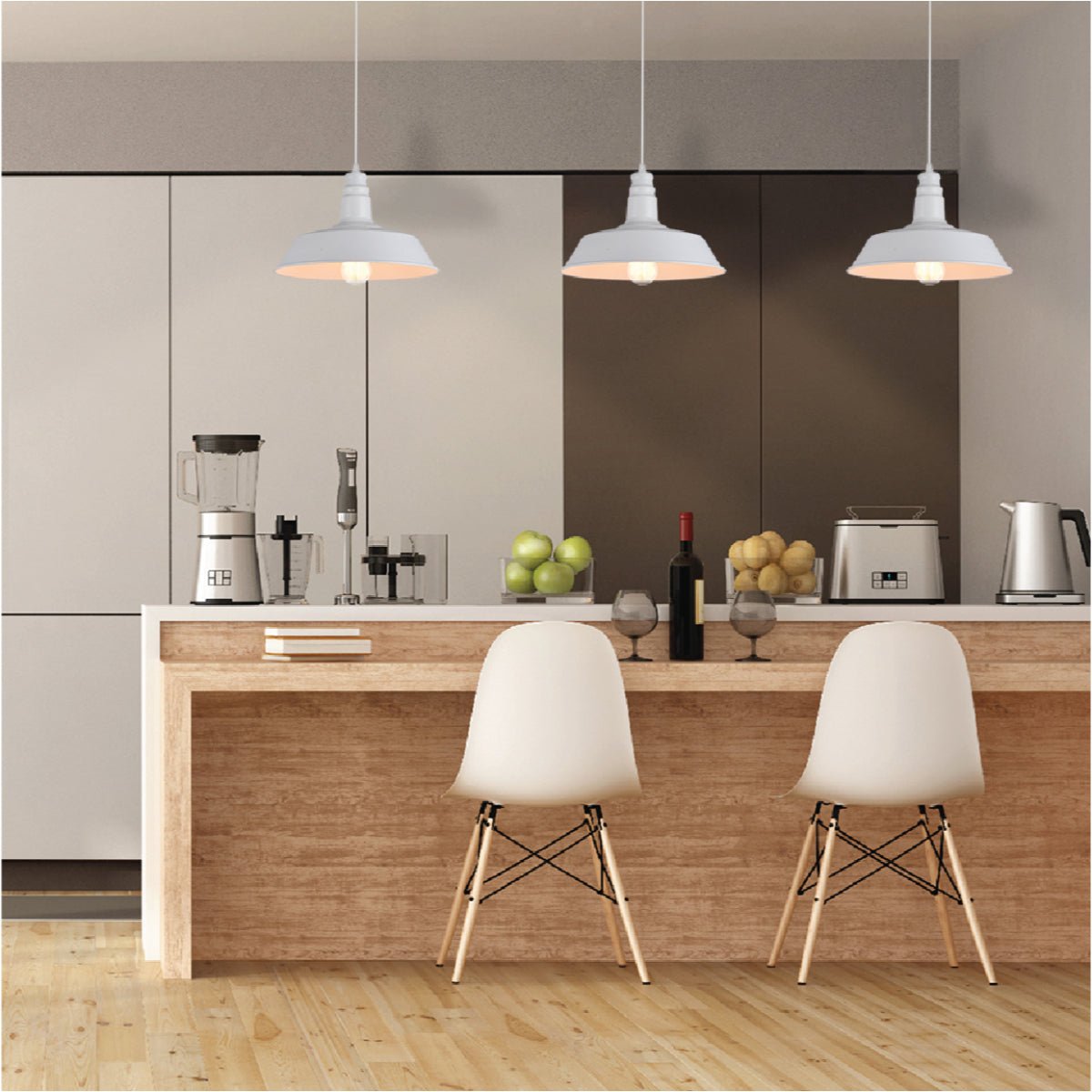 Indoor usage of White Metal Step Pendant Ceiling Light with E27 | TEKLED 150-15038
