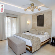 Amber Glass Dome Gold Aluminium Bronze Wishbone Semi Flush Ceiling Light 8Xe27 in indoor setting bedroom