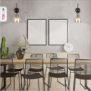 Amber Glass Pendant Wall Light E27 And Pull Down Switch in indoor setting dining room table