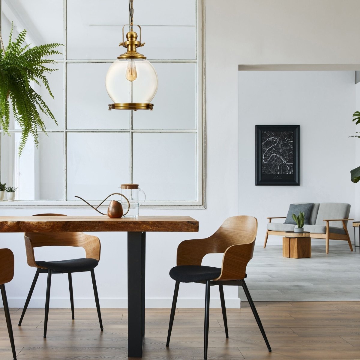 Golden bronze metal amber glass globe pendant light sealed with e27 fitting in indoor setting dining