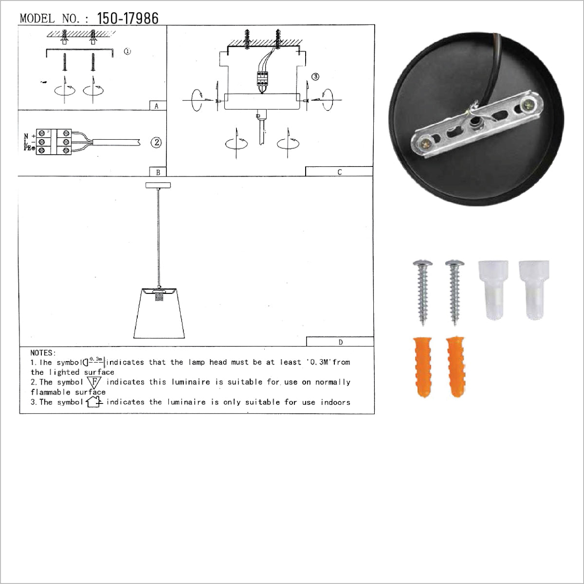 User manual for Black-Golden Metal Frustum Pendant Ceiling Light with E27 | TEKLED 150-17986