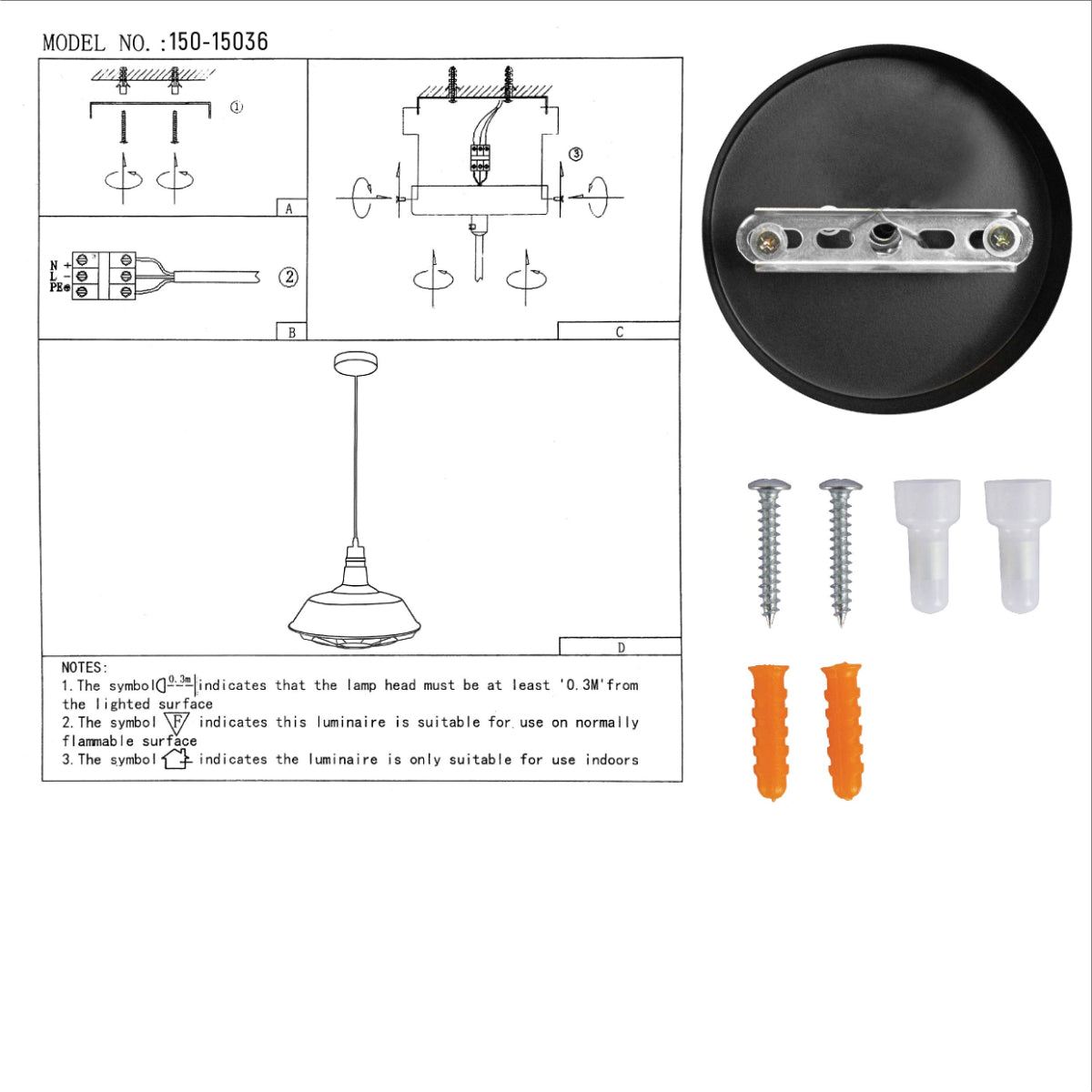 User manual for Black Metal Caged Step Pendant Ceiling Light with E27 | TEKLED 150-15036