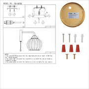 User manual for Amber Reeded Globe Glass Gold Metal Industrial Vintage Retro Wall Light with Pull Down Switch E27 Fitting | TEKLED 151-19778