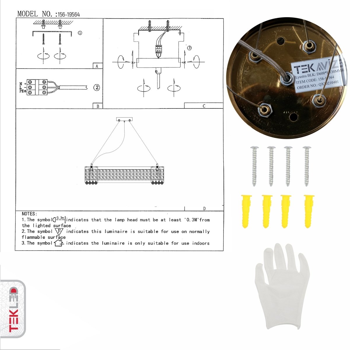 User manual for Ball Crystal Gold Metal Chandelier D600 with 8XE14 Fitting | TEKLED 156-19564