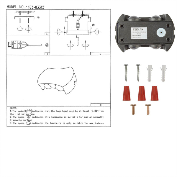 User manual for Black 4 way Up Down Outdoor Modern LED Wall Light | TEKLED 183-03312