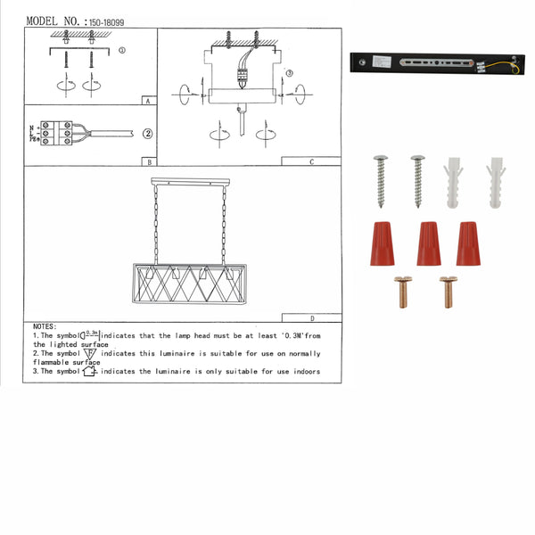 User manual for Black Cuboid Metal Kitchen Island Chandelier Ceiling Light with 4xE27 | TEKLED 150-18099