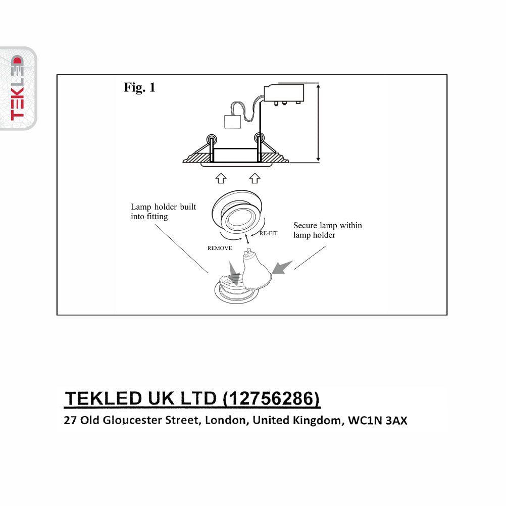 User manual for Black Low Glare Diecast Aluminium Downlight GU10 | TEKLED 143-03980
