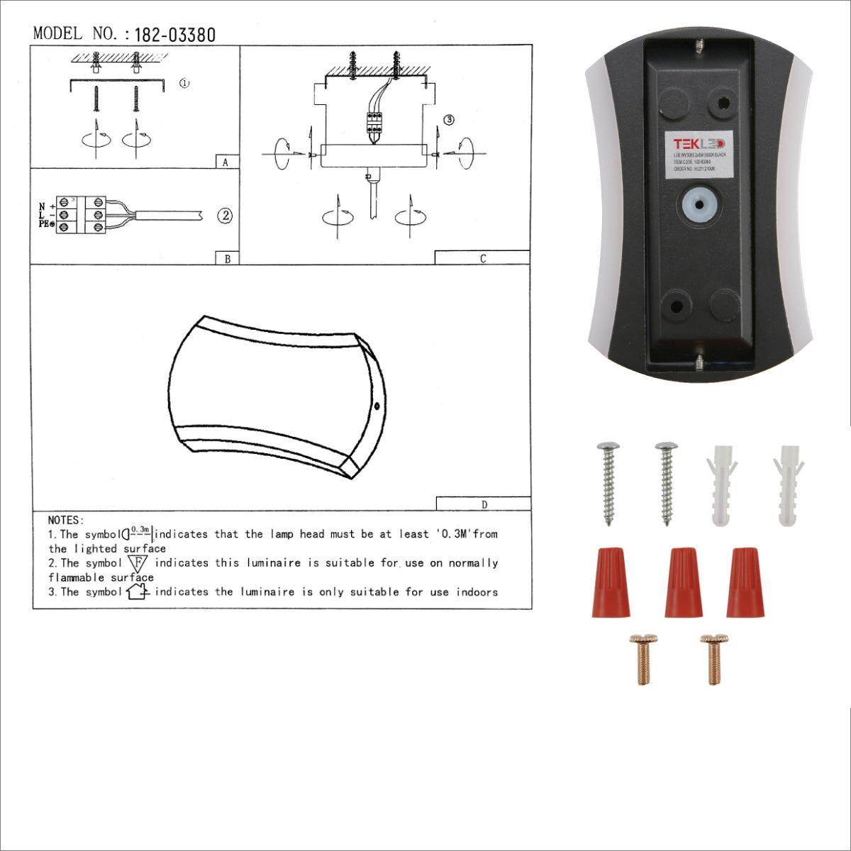 User manual for Black Quatro Arc Up Down Outdoor Modern LED Wall Light | TEKLED 182-03380