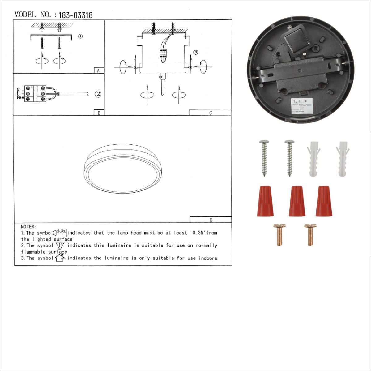User manual for Black Ring Moonlight Outdoor Modern LED Wall Light | TEKLED 183-03318