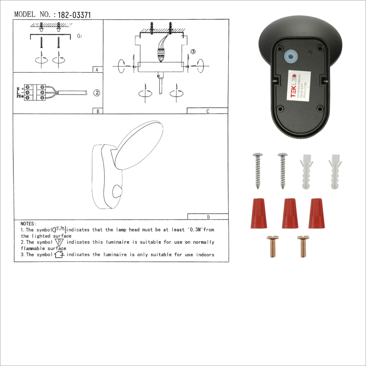 User manual for Black UFO LED Outdoor Wall Light with PIR Sensor | TEKLED 182-03371