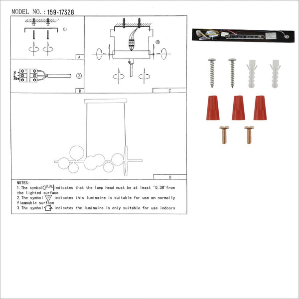 User manual for Expanse Ring Black Body Clear Globe Glasses Kitchen Island Contemporary Chandelier Ceiling Light with 7xG9 Fititngs and 20W Build-in LED | TEKLED 159-17328