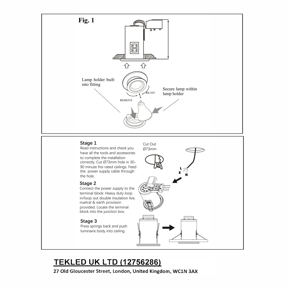 User manual for Fixed Diecast Aluminium Downlight Satin Nickel IP20 GU10 | TEKLED 143-03728