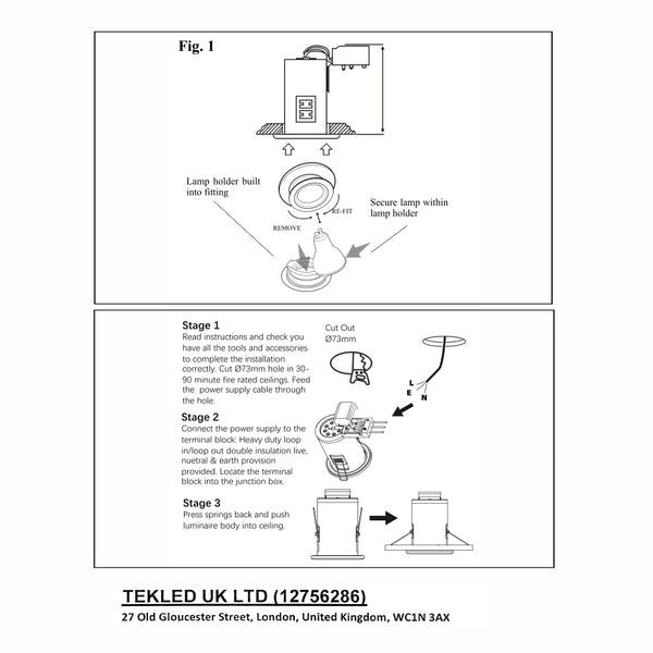 User manual for Fixed Diecast Aluminium Downlight Satin Nickel IP20 GU10 | TEKLED 143-03728