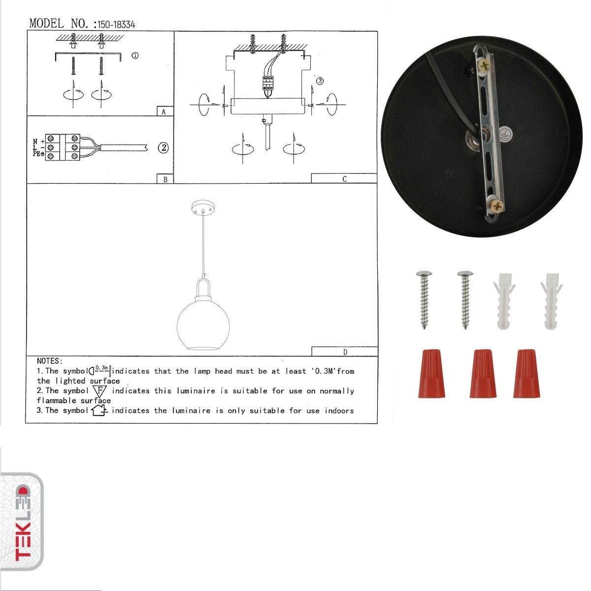 User manual for Gold Gradient Glass Globe Pendant Light with E27 Fitting | TEKLED 150-18334