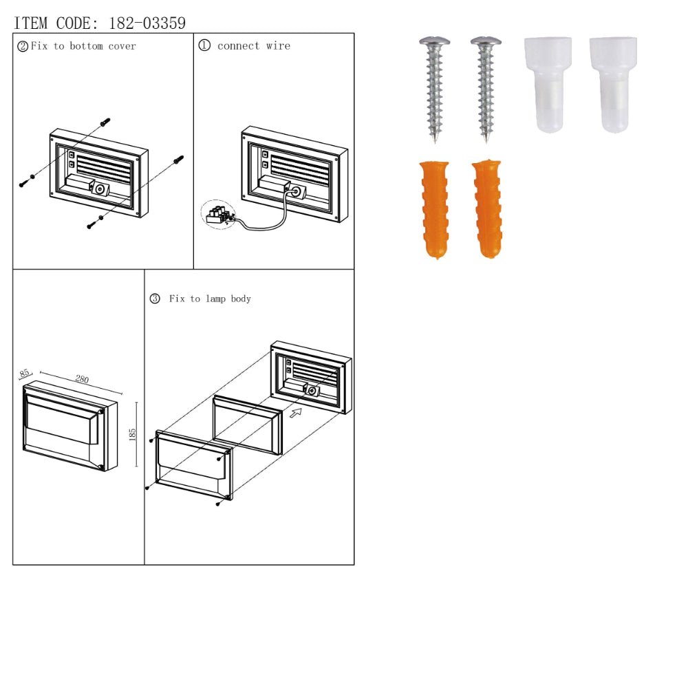 User manual for LED Diecast Aluminium Rectangle Half Wall Lamp 20W Cool White 4000K IP54 Grey | TEKLED 182-03359