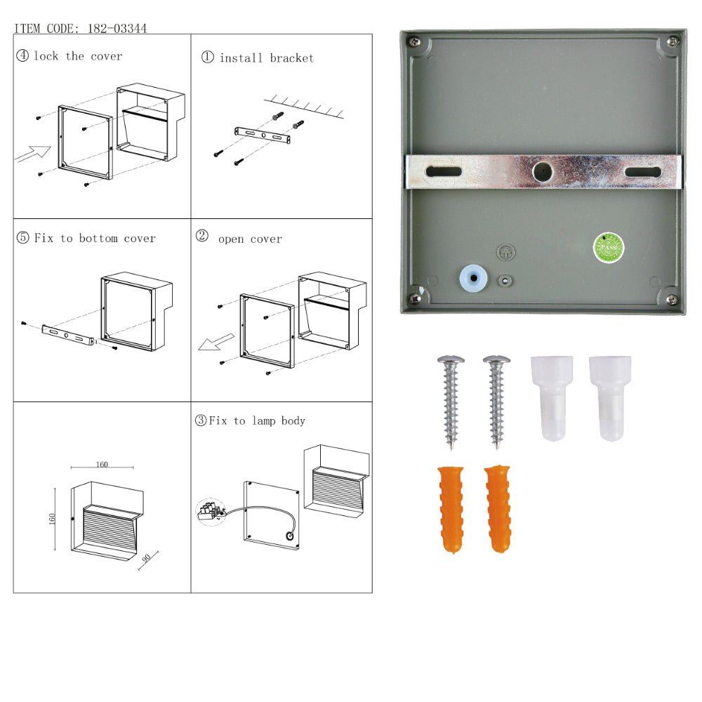 User manual for LED Diecast Aluminium Stair and Wall Light 5W Warm White 3000K IP54 Grey | TEKLED 182-03344