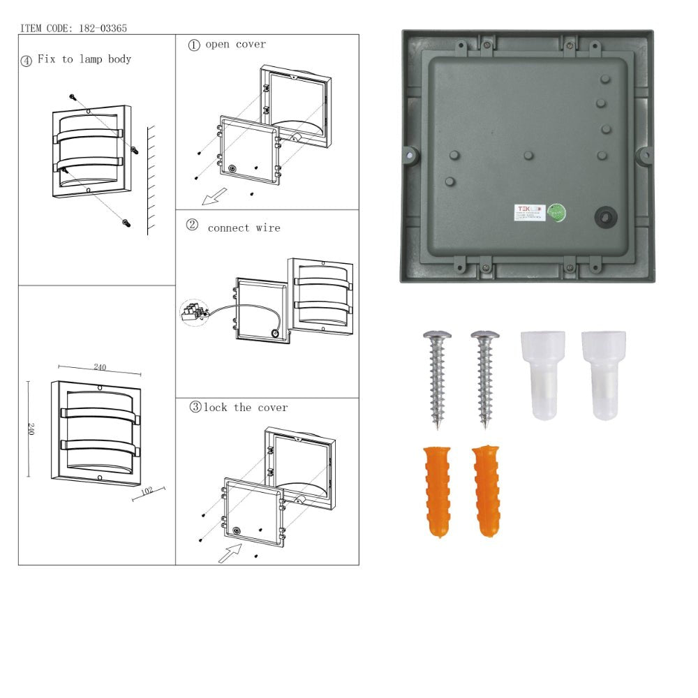 User manual for LED Diecast Aluminium Stripped Wall Lamp 12W Warm White 3000K IP54 Black | TEKLED 182-03365
