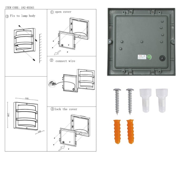 User manual for LED Diecast Aluminium Stripped Wall Lamp 12W Warm White 3000K IP54 Black | TEKLED 182-03365