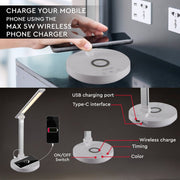 User manual for Lingo Silver Desk Light Dimmable and Colour Modes with Wireless Phone Charger | TEKLED 130-03624