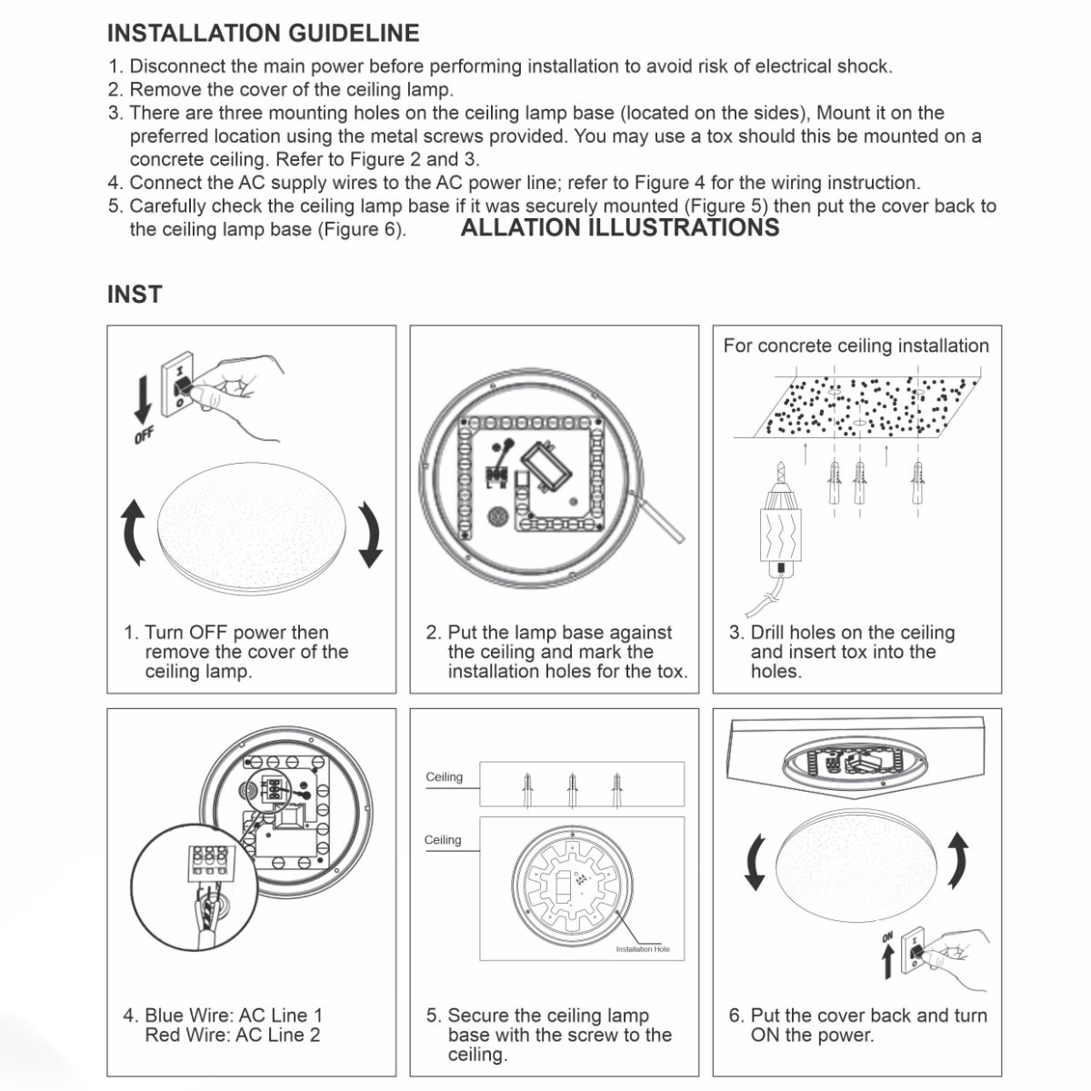 User manual for Moonlight Flush Ceiling Light 24W Warm White Cool White Cool Daylight 1920LM IP20 non-yellowing PMMA Cover | TEKLED 121-03992