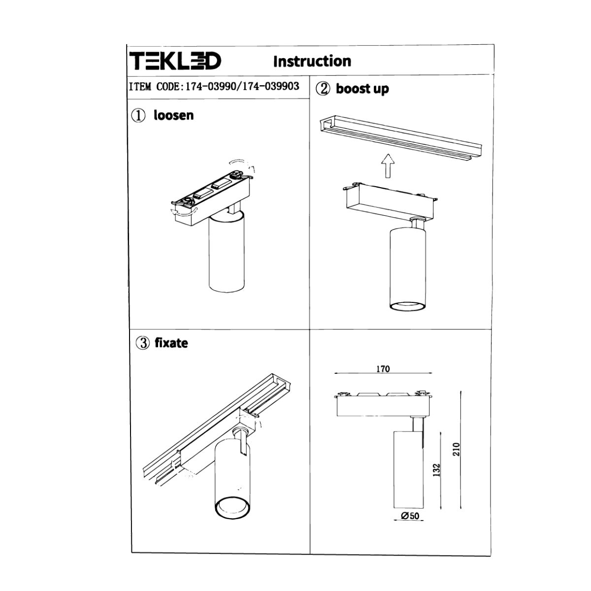User manual for Tracklight 3-wire Single Line 10W Cool White 4000K White Body | TEKLED 174-03990