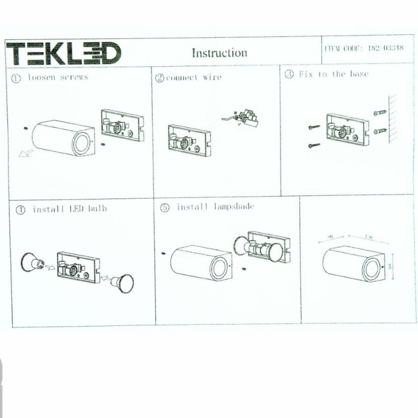 User manual for Up-Down Wall Lamp IP54 Grey with 2xGU10 Fitting | TEKLED 182-03348