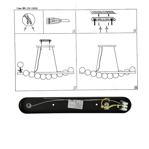 User manual for Walnut Wood Finish Metal Body Opal Glass Globes Kitchen Island Chandelier Ceiling Light with 10xG9 Fitting | TEKLED 158-19696