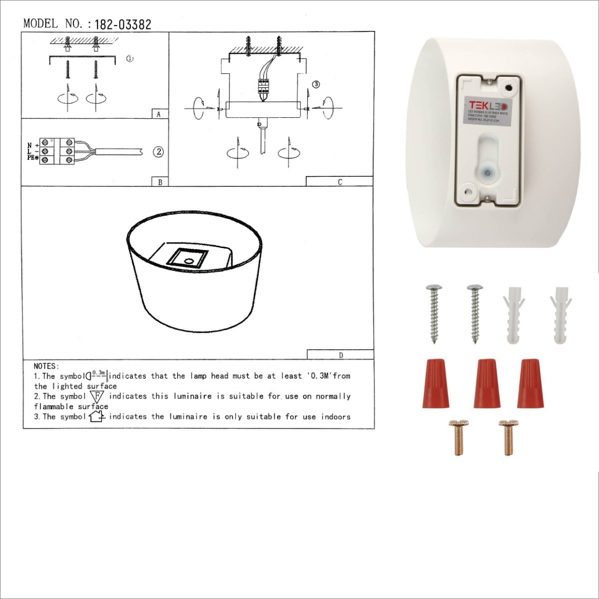 User manual for White Oblique Cylinder Up Down Outdoor Modern LED Wall Light | TEKLED 182-03382