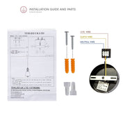 User manual and box content of silver metal clear glass cone pendant light with e27 fitting