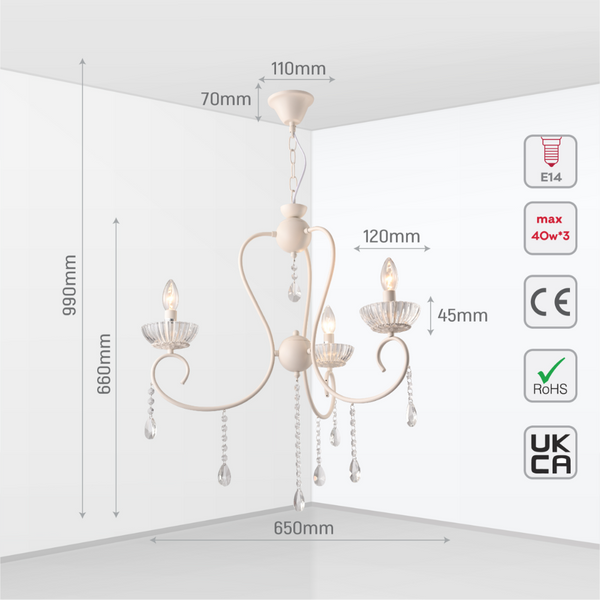 Size and tech specs of Versailles Elegance Crystal Swan Chandelier Ceiling Light | TEKLED 159-17968