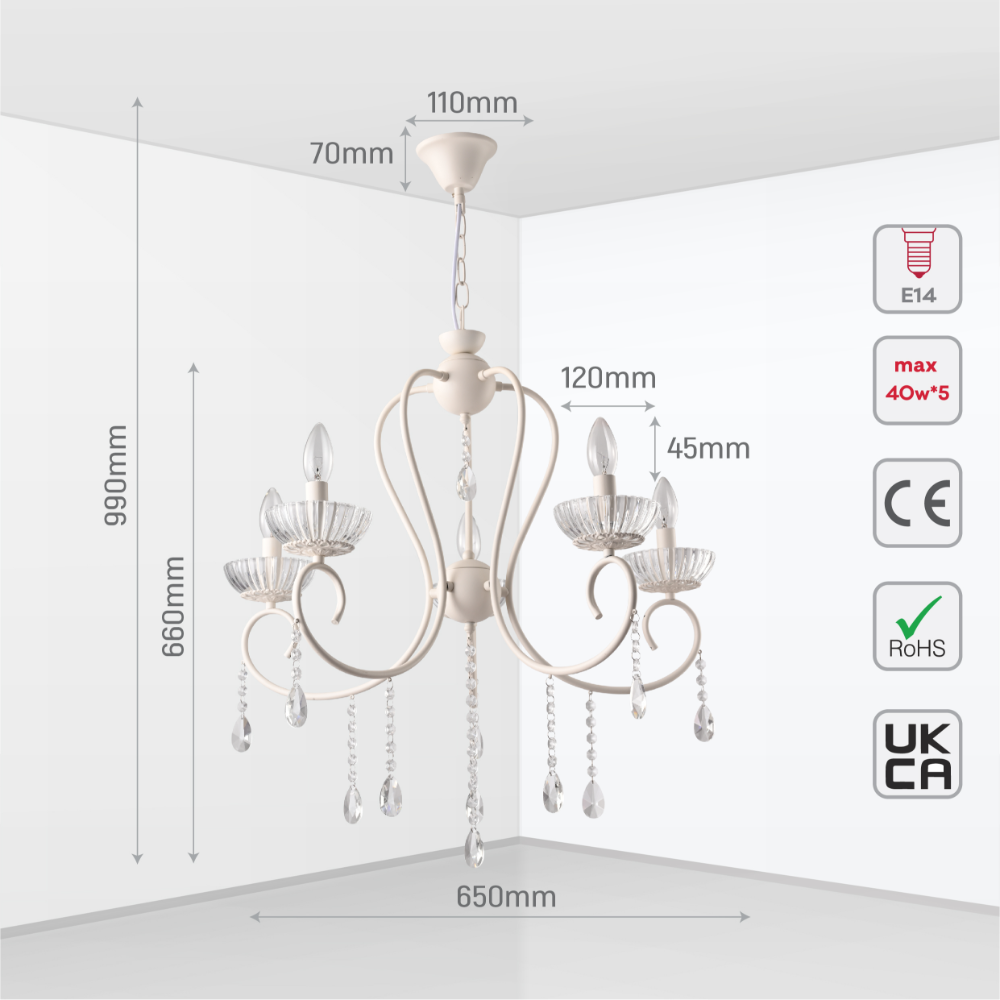 Size and tech specs of Versailles Elegance Crystal Swan Chandelier Ceiling Light | TEKLED 159-17969