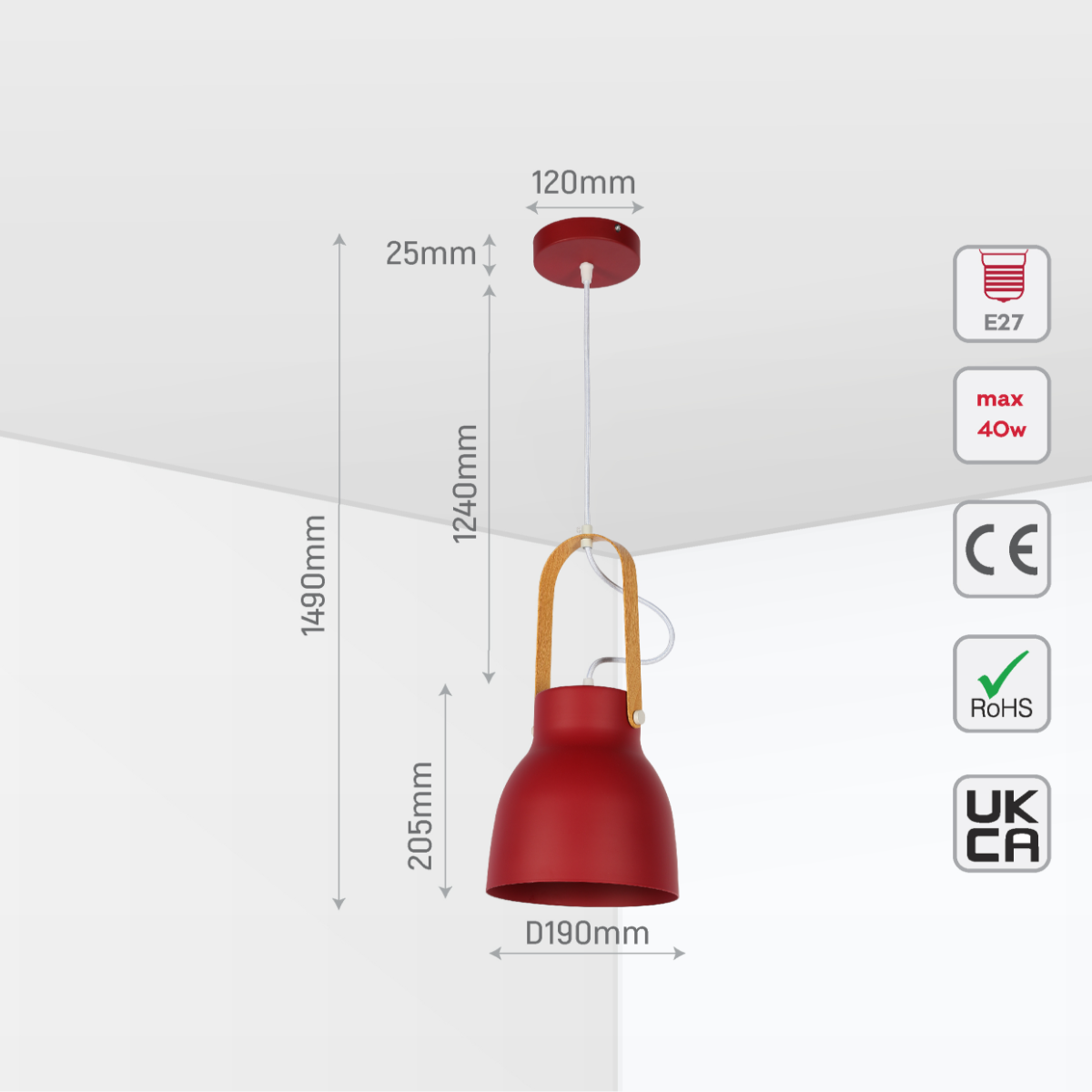 Size and certifications of Versatile Narvik Nordic Cone Pendant Light 150-18416