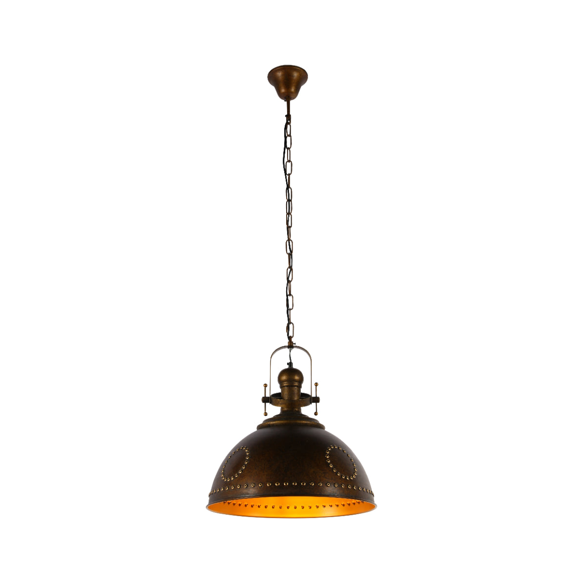 Main image of Vintage Industrial Dome Pendant Light with Rivet Detailing 150-19032