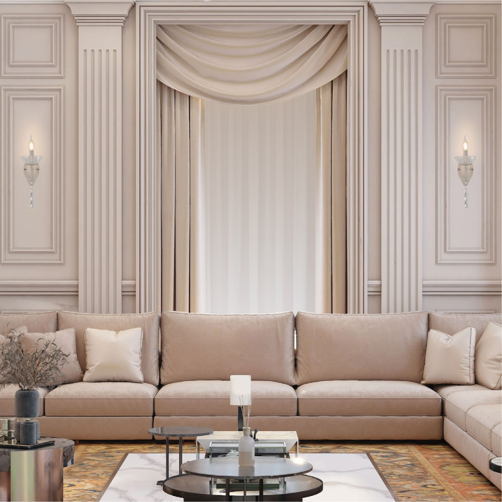 Interior use of Vintage Metal & Glass Candle Wall Light | TEKLED 151-19924