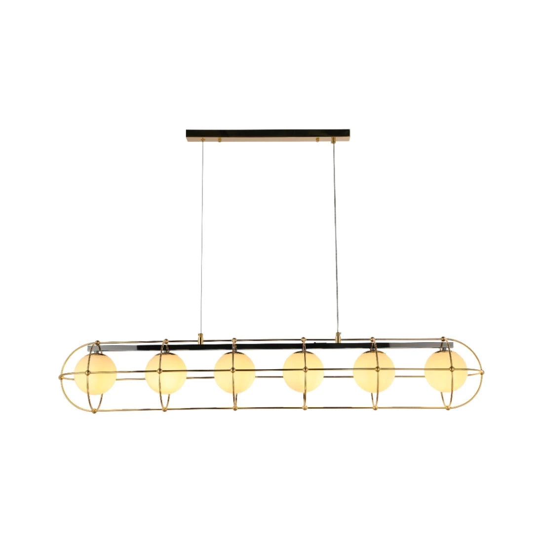 Main image of Vintage-Modern Orb Chandelier with Geometric Gold Detailing G9 150-19036
