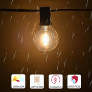 All weather use and features of Castor LED Bulb String 25pcs Globe G40 95m Weatherproof Festoon Light