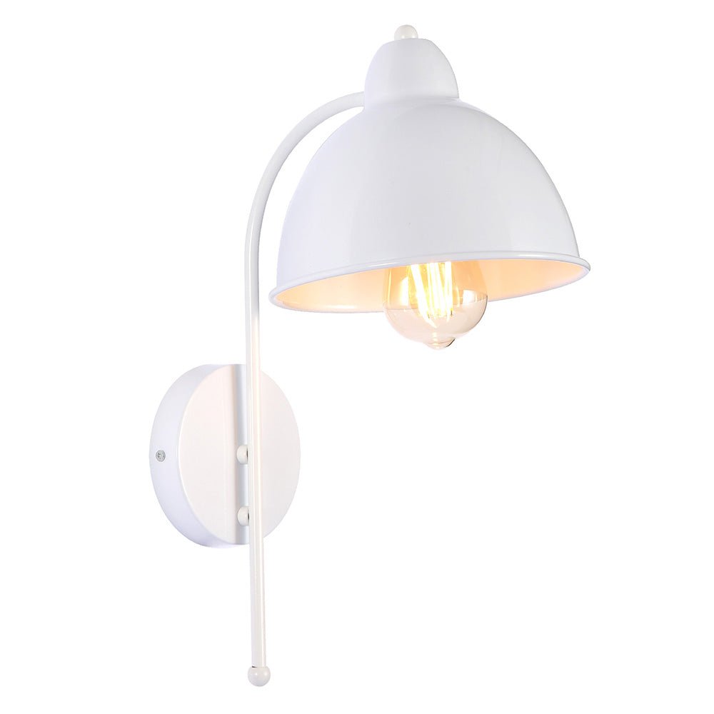 Main image of White Metal Dome Wall Light with E27 Fitting