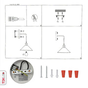 User manual and installation tools of White Metal Funnel Suspended Wall Light with E27 Fitting
